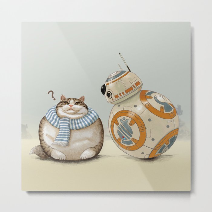Cat And Droid Metal Print By Tummaw Society6