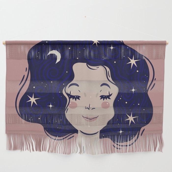 Girl with heavenly hair Wall Hanging