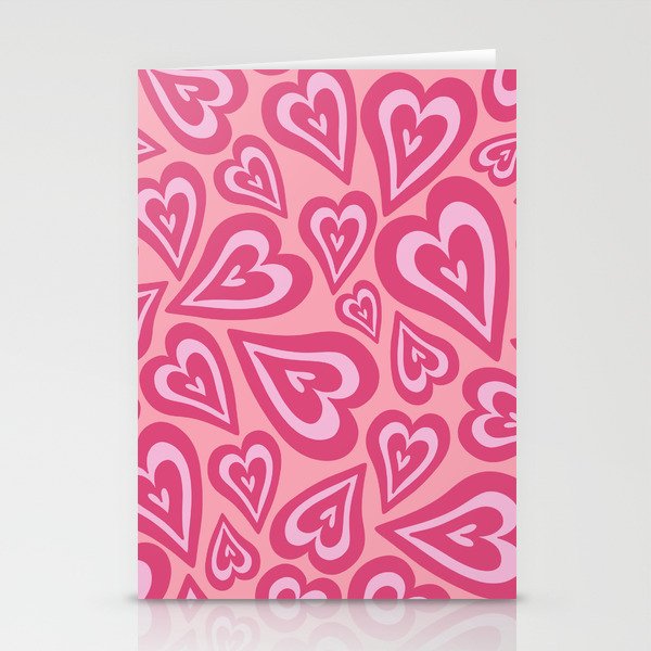 Retro Swirl Love - bubblegum pink Stationery Cards