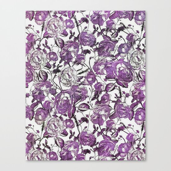 Purple Vintage Retro Flower Pattern Canvas Print