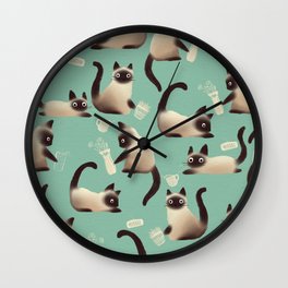 Bad Siamese Cats Knocking Stuff Over Wall Clock