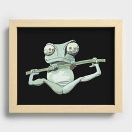 Funny Frog Hanging in There Recessed Framed Print