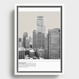 Minneapolis Skyline | Minimalist Black and White Photography Framed Canvas