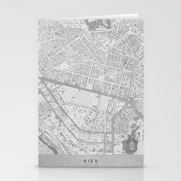 Map of Kiev downtown in vintage grayscale Stationery Cards