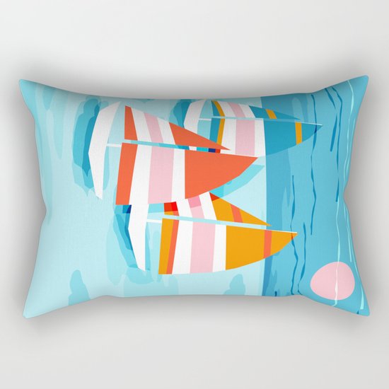 Popin - memphis sports retro throwback neon sailing sailboat cool rad gnarly trendy watersports Rectangular Pillow