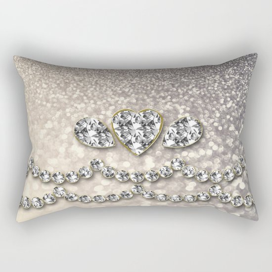 Diamonds and sparkles I- Silver elegant glitter design Rectangular Pillow