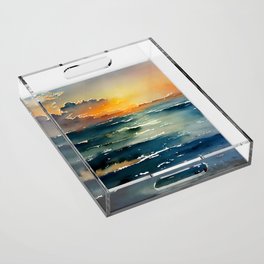Dawn on the Sea Watercolor Acrylic Tray