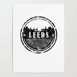 Leeds, United Kingdom White Skyline Poster