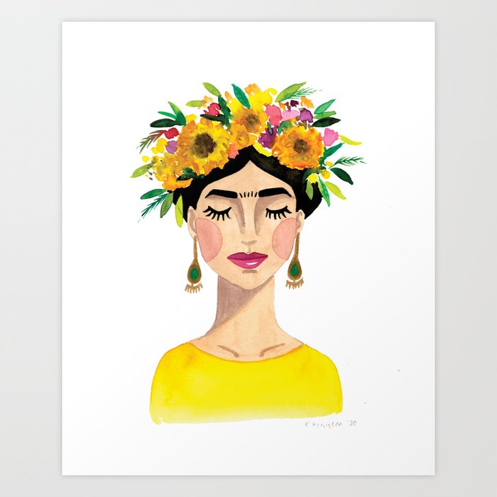 Floral Frida - Yellow Art Print