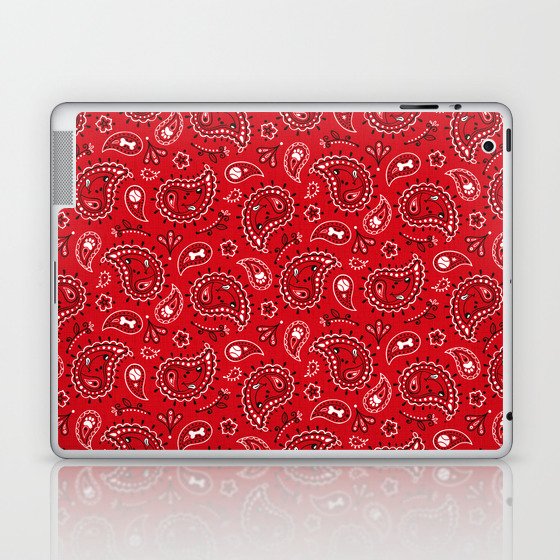 Retro Dog Paisley - Red Laptop & iPad Skin