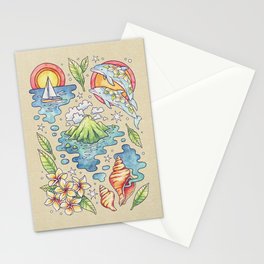 Private Island I | Ocean Tropical Beach Art Stationery Cards