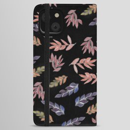 Leaf Pattern Black iPhone Wallet Case