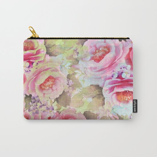floral in soft pink,blue and green Carry-All Pouch