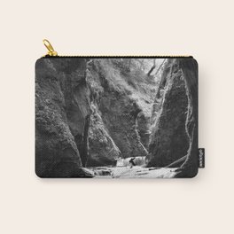 A river runs through it; river through rocky gorge time lapse black and white nature art photograph - photogrpahy - photographs Carry-All Pouch
