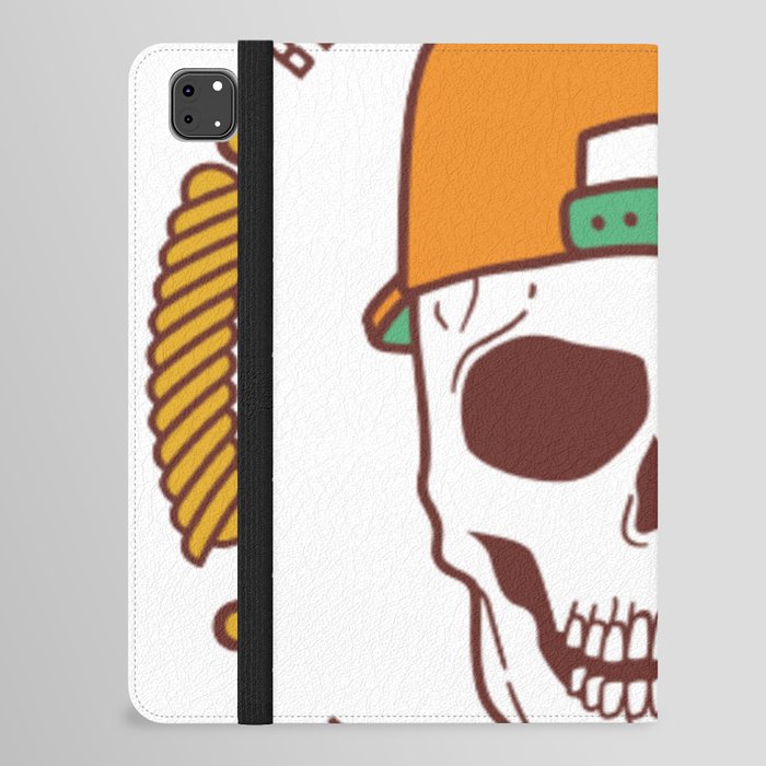Cool Skull With Orange CAP - Quote Beach Vibes Sun  iPad Folio Case