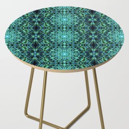 Liquid Light Series 52 ~ Blue & Green Abstract Fractal Pattern Side Table