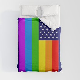 Gay USA Rainbow Flag - American LGBT Stars and Stripes Duvet Cover