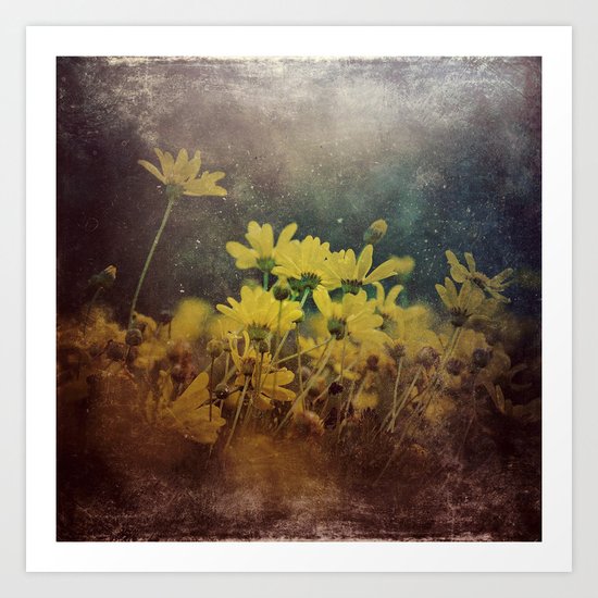 Abstract Yellow Daisies Art Print
