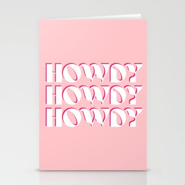 Howdy Howdy Howdy Pink and White Stationery Cards