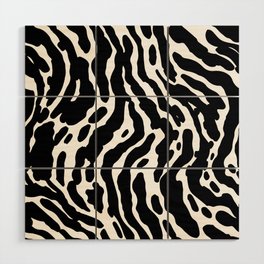 Abstract black and white paint stripe pattern Wood Wall Art