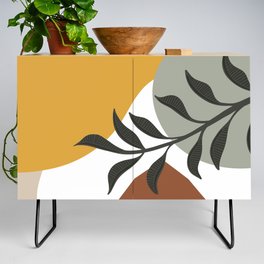 Gold Green Terracotta Modern Botanical Leaves Contemporary Shape Collection 3 Credenza
