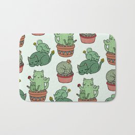 Cacti Cat pattern Bath Mat | Animal, Drawing, Comic, Nature, Digital, Illustration, Pattern 