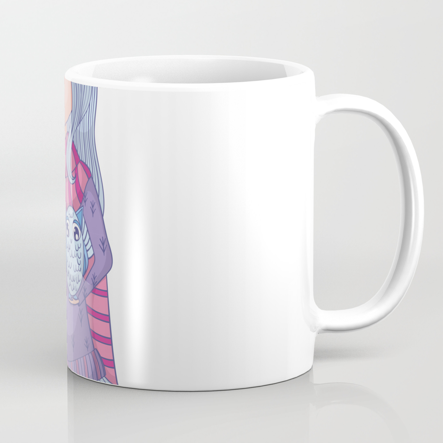 Cute Anime Girl In Tutu And Winter Clothes With Owl Cartoon Character Coffee Mug By Kateja2 Society6