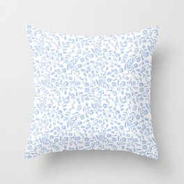 Ditsy Toile Floral Blue and White Throw Pillow