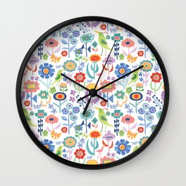 Watercolor Floral Wall Clock | Spring, Girls, Bright, Watercolor, Nursery, Bird, Vintage, Painting, Floral, Handpainted 