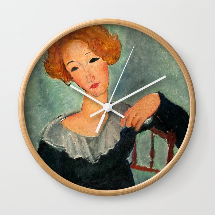 Woman with Red Hair, 1917 by Amedeo Modigliani Wall Clock