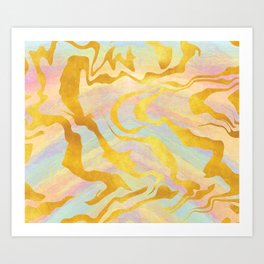 Gold Marble Watercolor Pattern Art Print