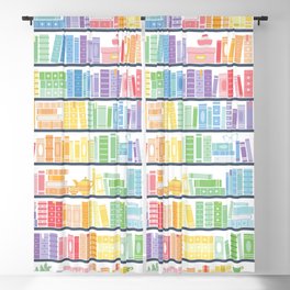 Rainbow Shelf Book Pattern - White Background Blackout Curtain
