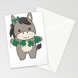 Donkey With Shamrocks Cute Animals For Happiness Stationery Card