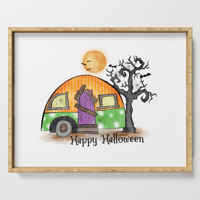 Happy Halloween witch camper halloween Serving Tray