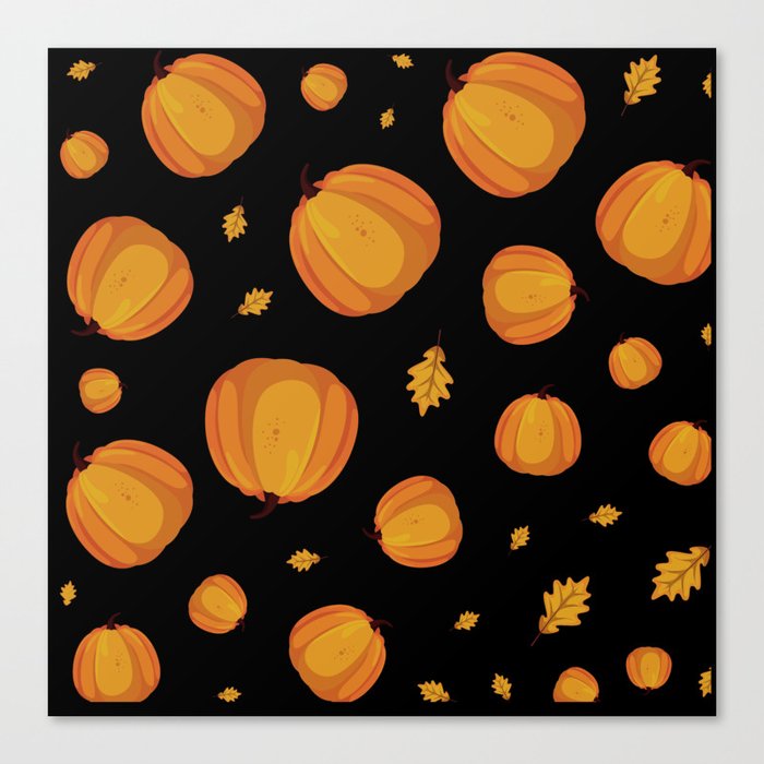 Fresh Pumpkins Pattern Background Canvas Print