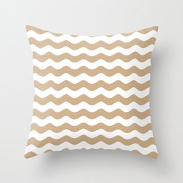 Sea Waves (Tan & White Pattern) Throw Pillow