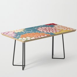Colorful Floral Blooms and Leaves Coffee Table