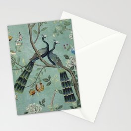 A Teal of Two Birds Chinoiserie Stationery Card