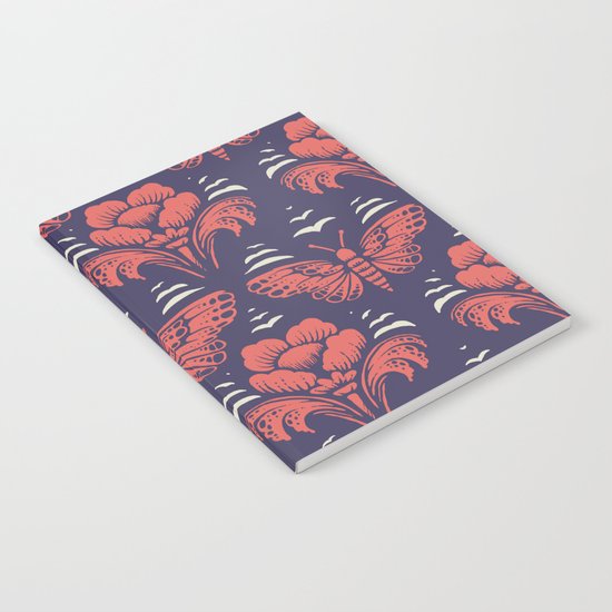 butterfly damask (stark) Notebook