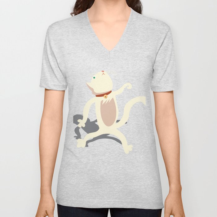 Dancing Cat Moonwalk Gift Kitten Tomcat V Neck T Shirt
