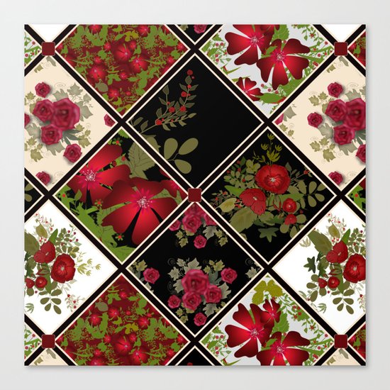 Floral folk patchwork. Ethnic Canvas Print