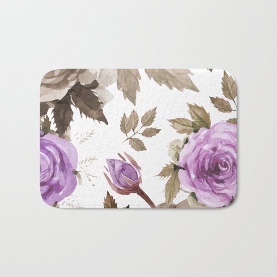 FLOWERS WATERCOLOR 9 Bath Mat