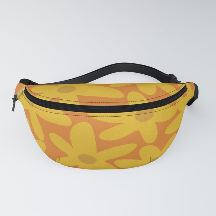 Daisy Time Retro Floral Pattern in Moroccan Orange, Mustard, and Ochre Fanny Pack
