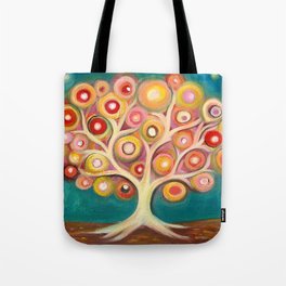 Tree of life with colorful abstract circles Tote Bag