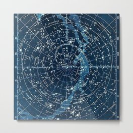 1900 Star Constellation Map - Chart Vintage Poster Metal Print