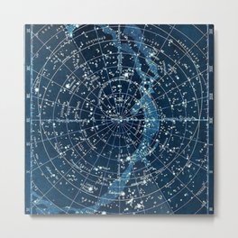1900 Star Constellation Map - Chart Vintage Poster Metal Print | Stars, Solarsystem, Constellation, Planets, Nightsky, Astrology, Hubble, Chart, Galaxy, Graphicdesign 