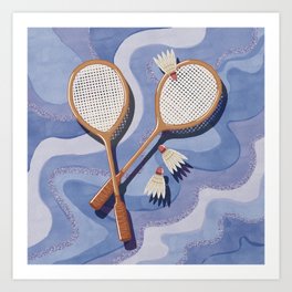 Badminton Retro Swirls Art Print