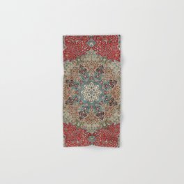 Antique Red Blue Black Persian Carpet Print Hand & Bath Towel