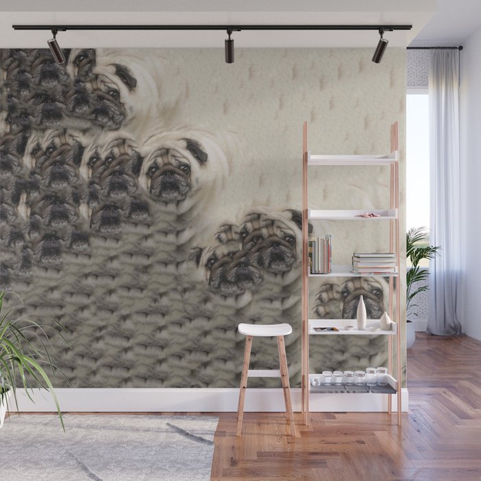 Glitchy Pug Face Wall Mural