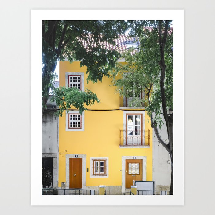 Bright Yellow Building Facade | Lisbon Portugal Art Print